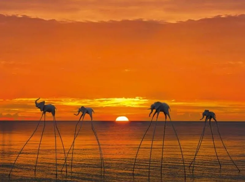Bắt trọn khoảnh khắc hoàng hôn rực rỡ tại Sunset Sanato trong lịch trình đi Phú Quốc ngày đầu tiên.