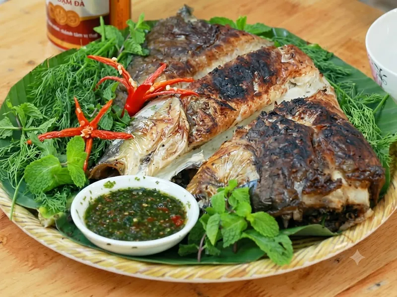 Pa pỉnh tộp là món cá gập nướng thơm mắc khén của người Thái.