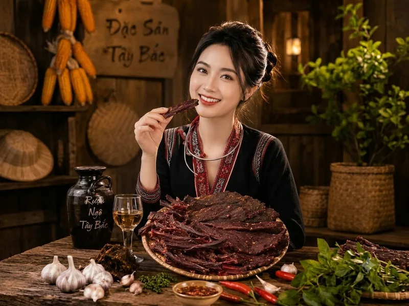 Thịt gác bếp, mắc khén và hạt dổi là những đặc sản làm quà Tây Bắc.
